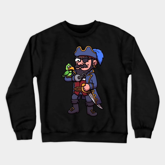 Pirate With Parrot Crewneck Sweatshirt by TheMaskedTooner